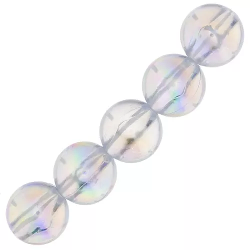 Perline tonde in acrilico 10 mm - Trasparente effetto AB x10