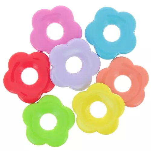 Pendenti fiore scavato in acrilico 27 mm - Multicolore x10