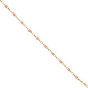 Catena con perline in resina da 2 mm in acciaio inox 304 dorato Rosa salmone x1m