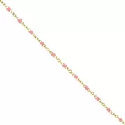 Catena con perline in resina da 2 mm in acciaio inox 304 dorato Rosa salmone x1m