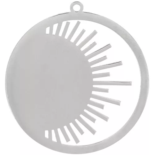 Pendente rotondo da 30 mm - motivo sole - acciaio inox 316L x1