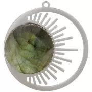 Pendente rotondo da 30 mm - motivo sole - acciaio inox 316L x1