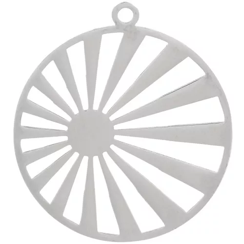 Pendente tondo 28mm - sole - per cabochon da 6 mm - acciaio inossidabile 304 x1
