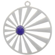 Pendente tondo 28mm - sole - per cabochon da 6 mm - acciaio inossidabile 304 x1