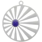 Pendente tondo 28mm - sole - per cabochon da 6 mm - acciaio inossidabile 304 x1