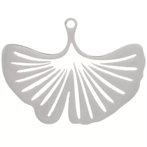 Pendente forma di foglia di Ginkgo 23x31 mm - Acciaio inossidabile 304 x1