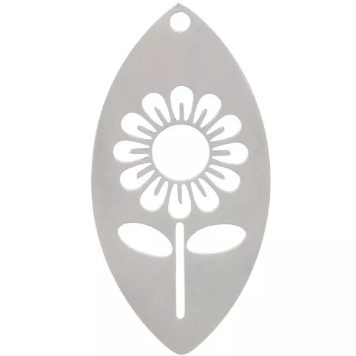 Pendente navette 30x15 mm - motivo fiore incavato - acciaio inox 304 x1