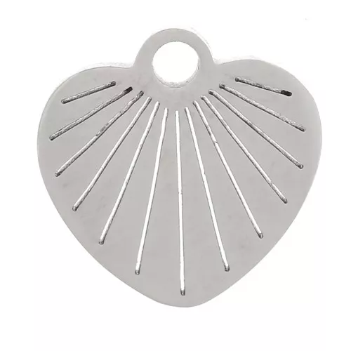 Ciondolo a cuore striato da 10 mm - acciaio inossidabile 304 x1