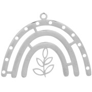 Pendente a più fori 26x36 mm con fogliolina - Acciaio inox 304 x1|raw }}