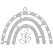 Pendente a più fori 26x36 mm con fogliolina - Acciaio inox 304 x1