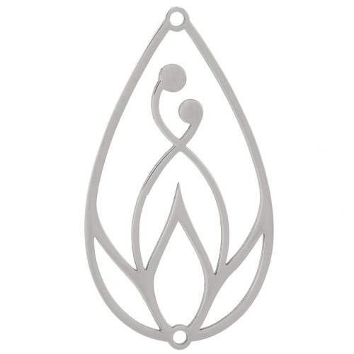 Distanziatore a goccia scavato 40x22 mm - fiore di loto - Acciaio inox 316L x1