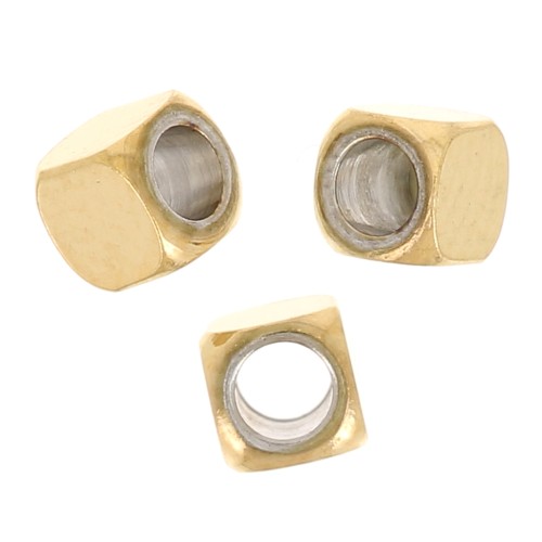 Perline cubiche arrotondate da 2,5 mm - Acciaio inossidabile dorato 304 x10