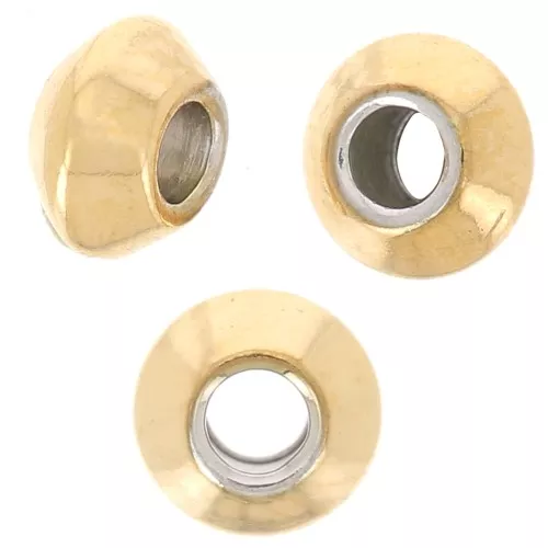Perline tonde appiattite 4x2mm - Acciaio inox 304L dorato x10