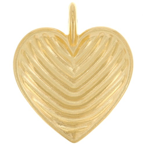Pendente a forma di cuore 24x20 mm - dorato con oro fino x1