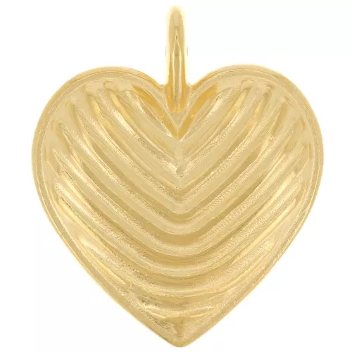 Pendente a forma di cuore 24x20 mm - dorato con oro fino x1