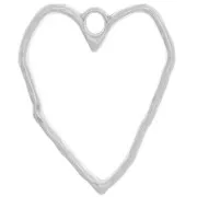 Pendente cuore scavato martellato 35x29 mm - Placcatura argento antico x1