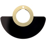 Pendente ventaglio in plexiglas 41x56 mm - Nero - dorato x1|raw }}