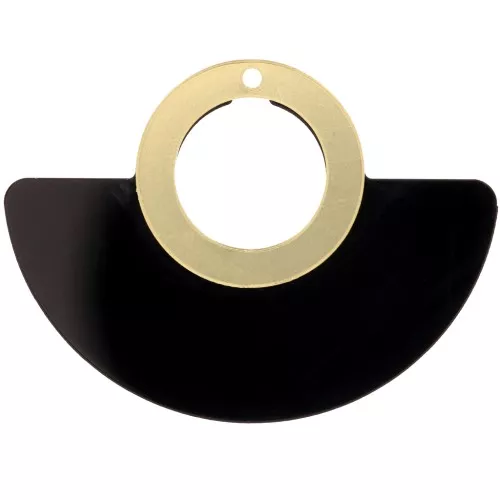 Pendente ventaglio in plexiglas 41x56 mm - Nero - dorato x1