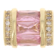 Tubo di perle con Ossido di zirconio 12x10 mm - Oro - Cristallo - Rosa chiaro x1|raw }}