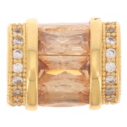 Tubo di perle con Ossido di zirconio 12x10 mm - Oro - Cristallo - Champagne x1|raw }}