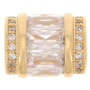 Tubo di perle con Ossido di zirconio 12x10 mm - Oro - Cristallo x1