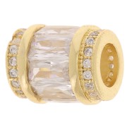 Tubo di perle con Ossido di zirconio 12x10 mm - Oro - Cristallo x1