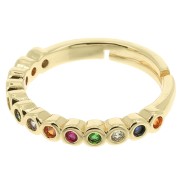 Anello sottile regolabile con piccoli ossidi di zirconio - Oro - Multicolore x1|raw }}