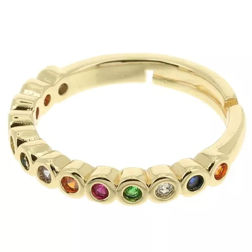 Anello sottile regolabile con piccoli ossidi di zirconio - Oro - Multicolore x1
