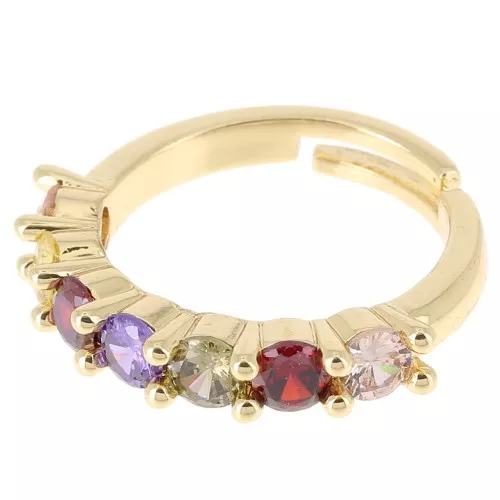 Anello fine con ossidi di zirconio - Oro - Multicolore x1