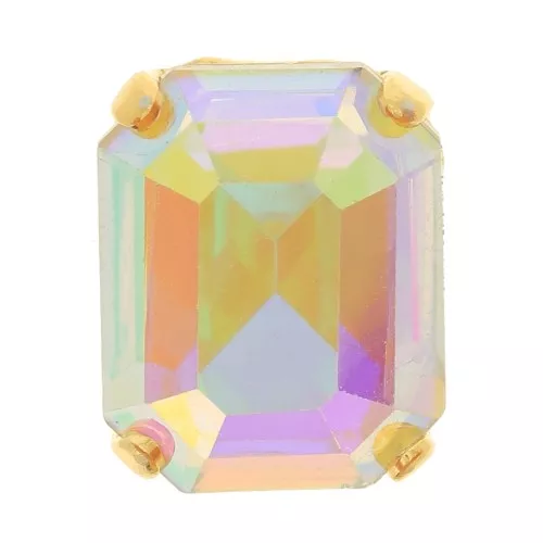 Cristallo incastonato Aurora A4610 Step Cut Octagon 10x8 mm - Dorato - Crystal AB x1