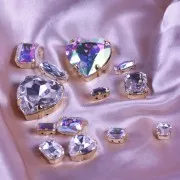 Cristallo incastonato Aurora A4627 Octagon 18x13 mm - Dorato - Crystal x1