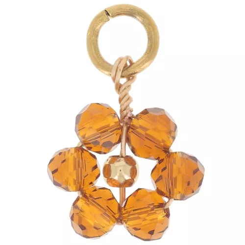 Ciondolo a fiore 12 mm perle di vetro sfaccettate - Oro - Topazio x1