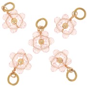 Ciondolo fiore 12 mm perle di vetro sfaccettato - Oro - Rosa chiaro x1
