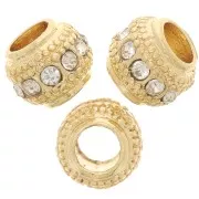 Perla rotonda strass 7x6 mm - dorato - Cristallo x1