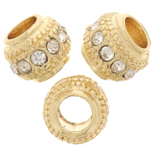 Perla rotonda strass 7x6 mm - dorato - Cristallo x1