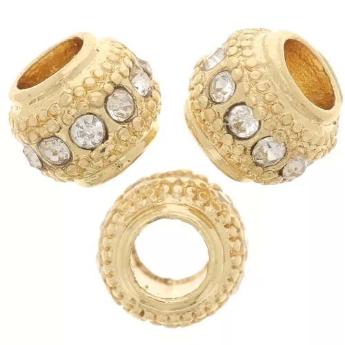 Perla rotonda strass 7x6 mm - dorato - Cristallo x1