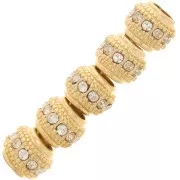 Perla rotonda strass 7x6 mm - dorato - Cristallo x1