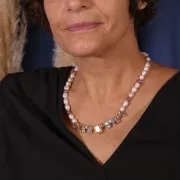 Perla rotonda strass 7x6 mm -dorato - Lilla x1