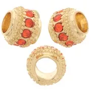 Perla rotonda strass 7x6 mm - dorato - Giacinto x1