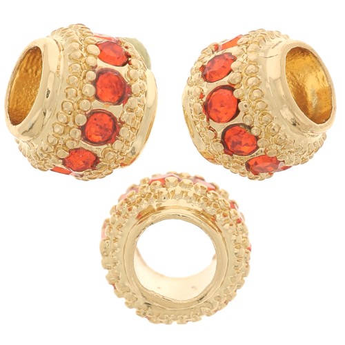 Perla rotonda strass 7x6 mm - dorato - Giacinto x1