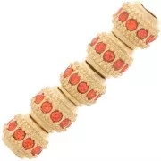 Perla rotonda strass 7x6 mm - dorato - Giacinto x1