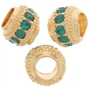 Perla rotonda strass 7x6 mm - dorato- Veraman x1