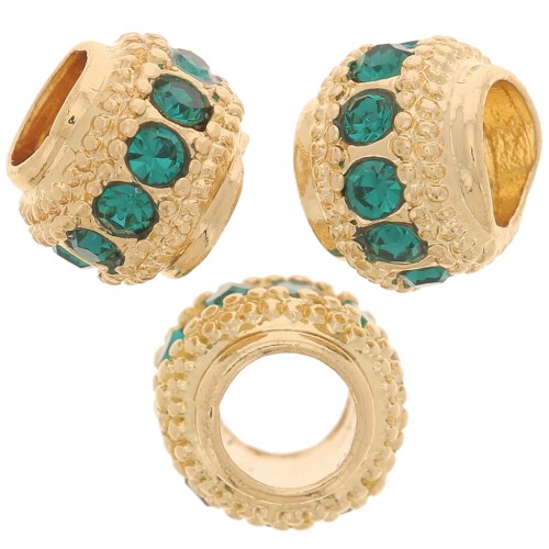 Perla rotonda strass 7x6 mm - dorato- Veraman x1