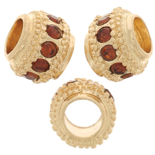 Perla rotonda strass 7x6 mm -dorato - Topazio x1