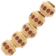 Perla rotonda strass 7x6 mm -dorato - Topazio x1