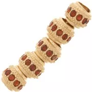 Perla rotonda strass 7x6 mm -dorato - Topazio x1