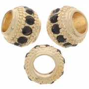Perla rotonda strass 7x6 mm - dorato - Nero x1|raw }}