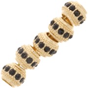 Perla rotonda strass 7x6 mm - dorato - Nero x1