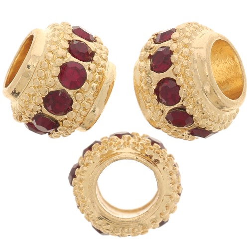 Perla rotonda strass 7x6 mm - dorato - Siam x1