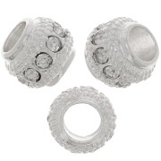 Perla rotonda strass 7x6 mm - Argento - Cristallo x1|raw }}